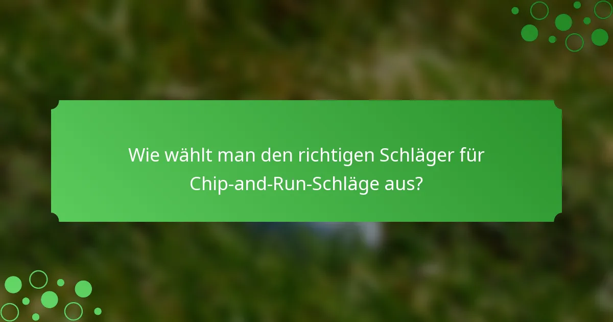 Wie wählt man den richtigen Schläger für Chip-and-Run-Schläge aus?